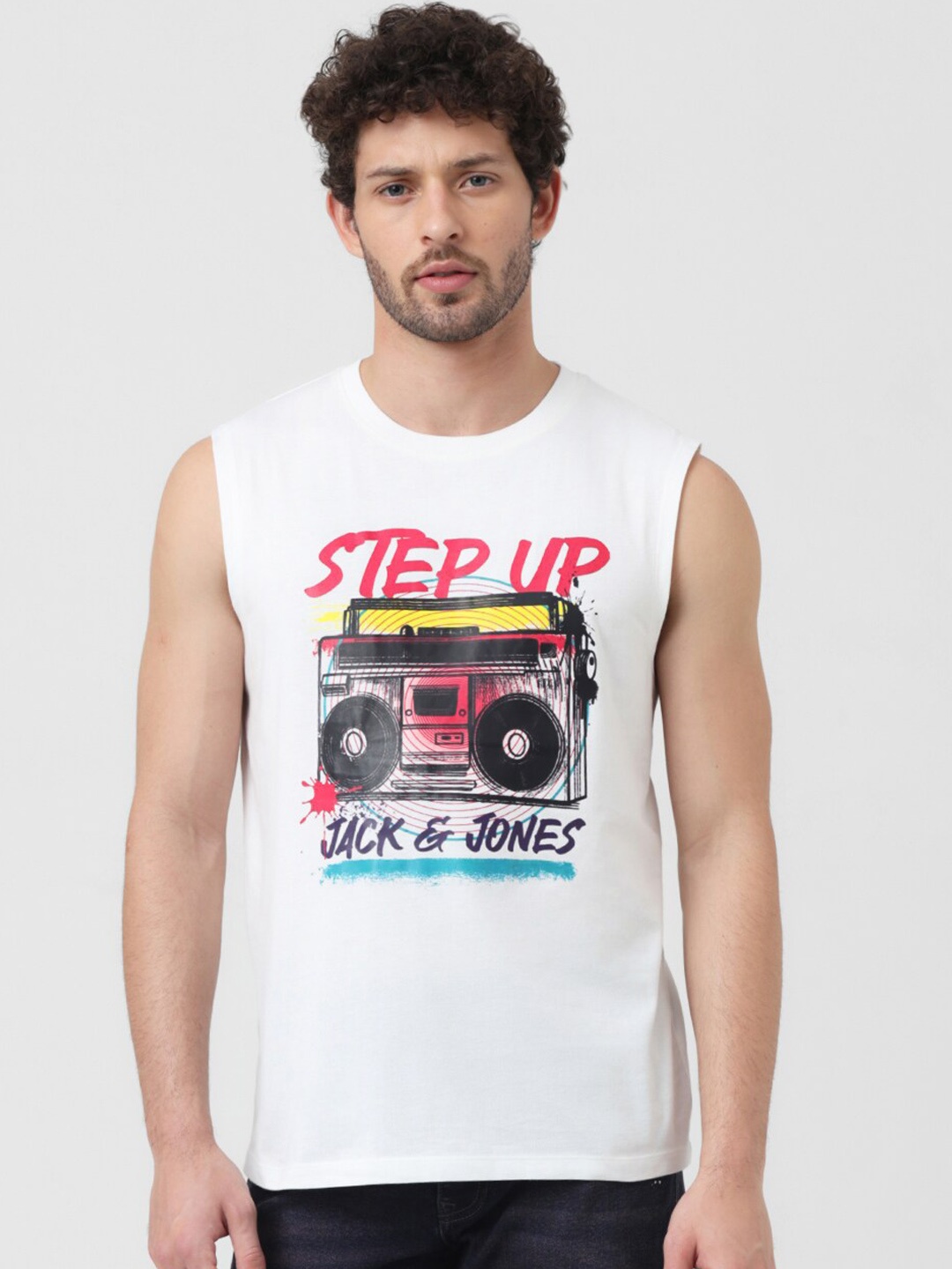 

Jack & Jones x Sunburn Printed Pure Cotton Innerwear Vests, White