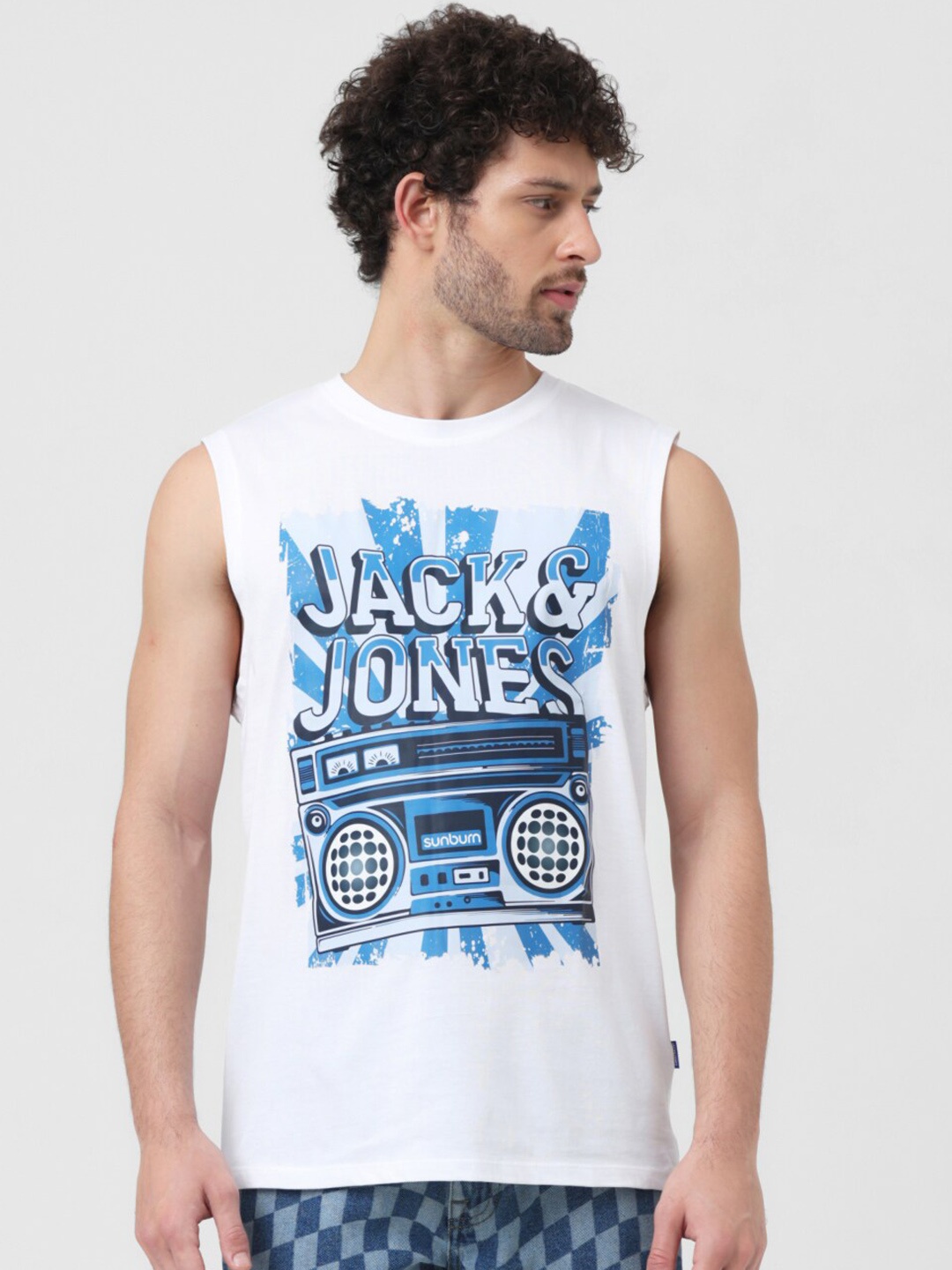 

Jack & Jones x Sunburn Printed Pure Cotton Innerwear Vests, White