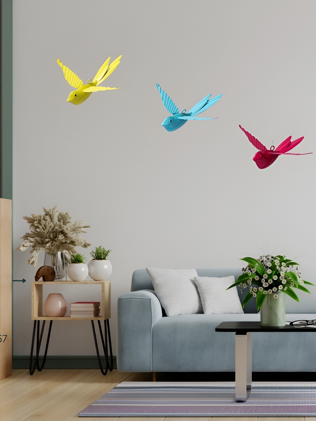 dudki Set Of 3 Large Rockstar Bird, Yellow