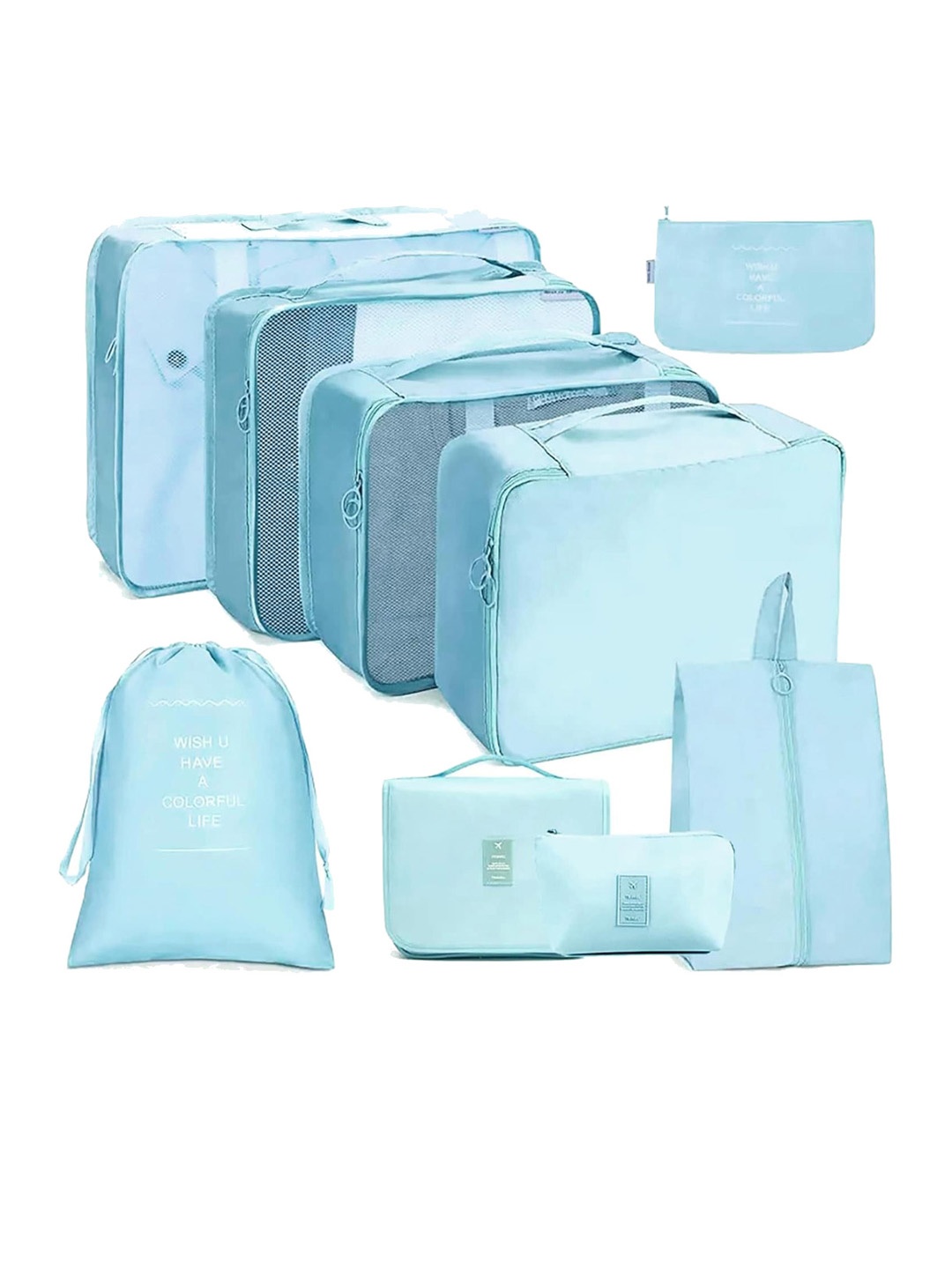 

HOUSE OF QUIRK Set Of 9 Travel Luggage Organisers, Blue