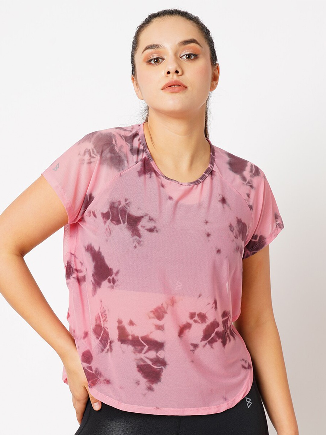 

BODD ACTIVE Abstract Printed Relaxed Fit Sports T-shirt, Pink