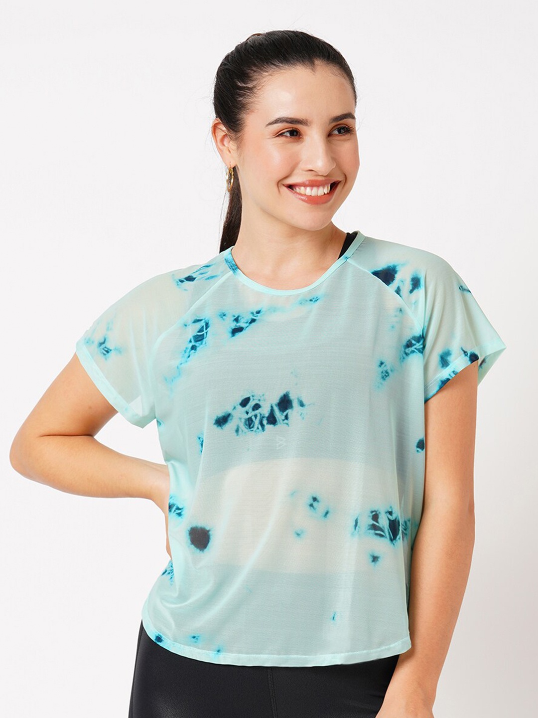 

BODD ACTIVE Abstract Printed Relaxed Fit Sports T-shirt, Turquoise blue