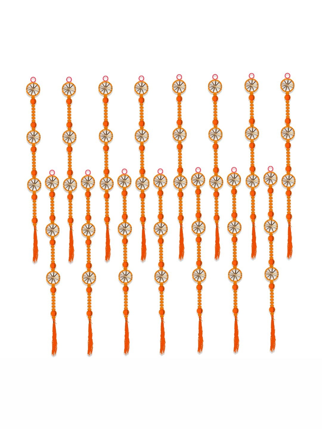 

iHandikart Orange 15 Pieces Wall Hanging Latkan Festive Decor