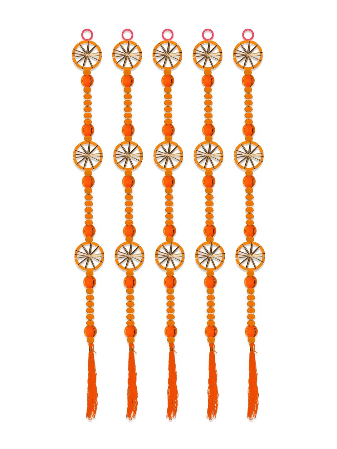 

iHandikart Orange 5 Pieces Latkan Hanging Artificial Festive Decor