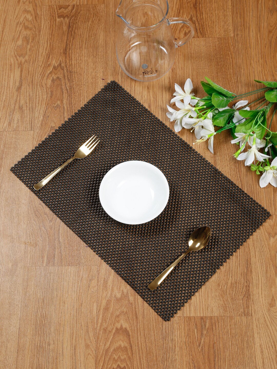 

SOKNACK Black Textured Rectangular Table Placemats