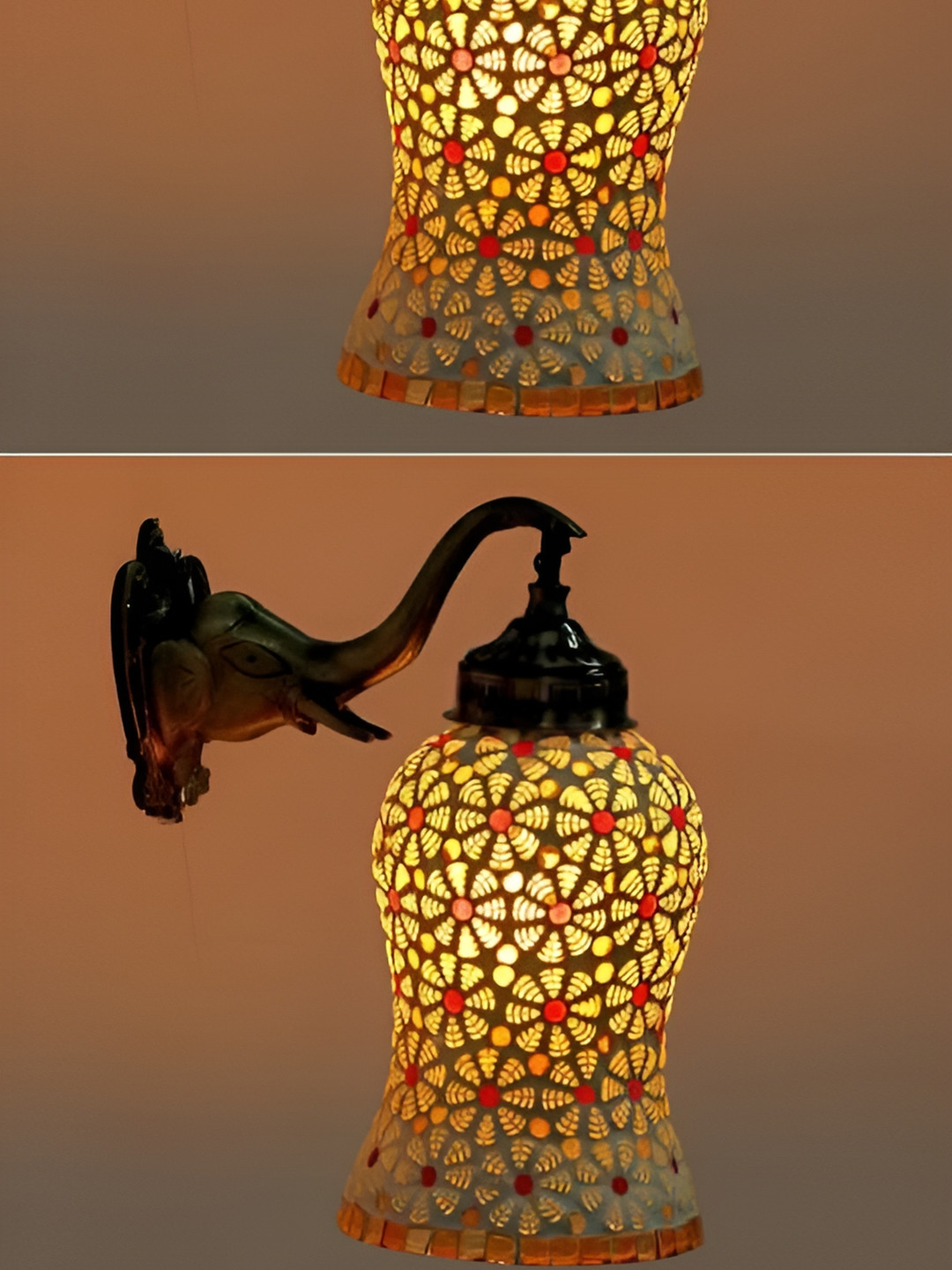 

Afast White & Gold Toned 2 Pieces Textured Glass Wall Lamps