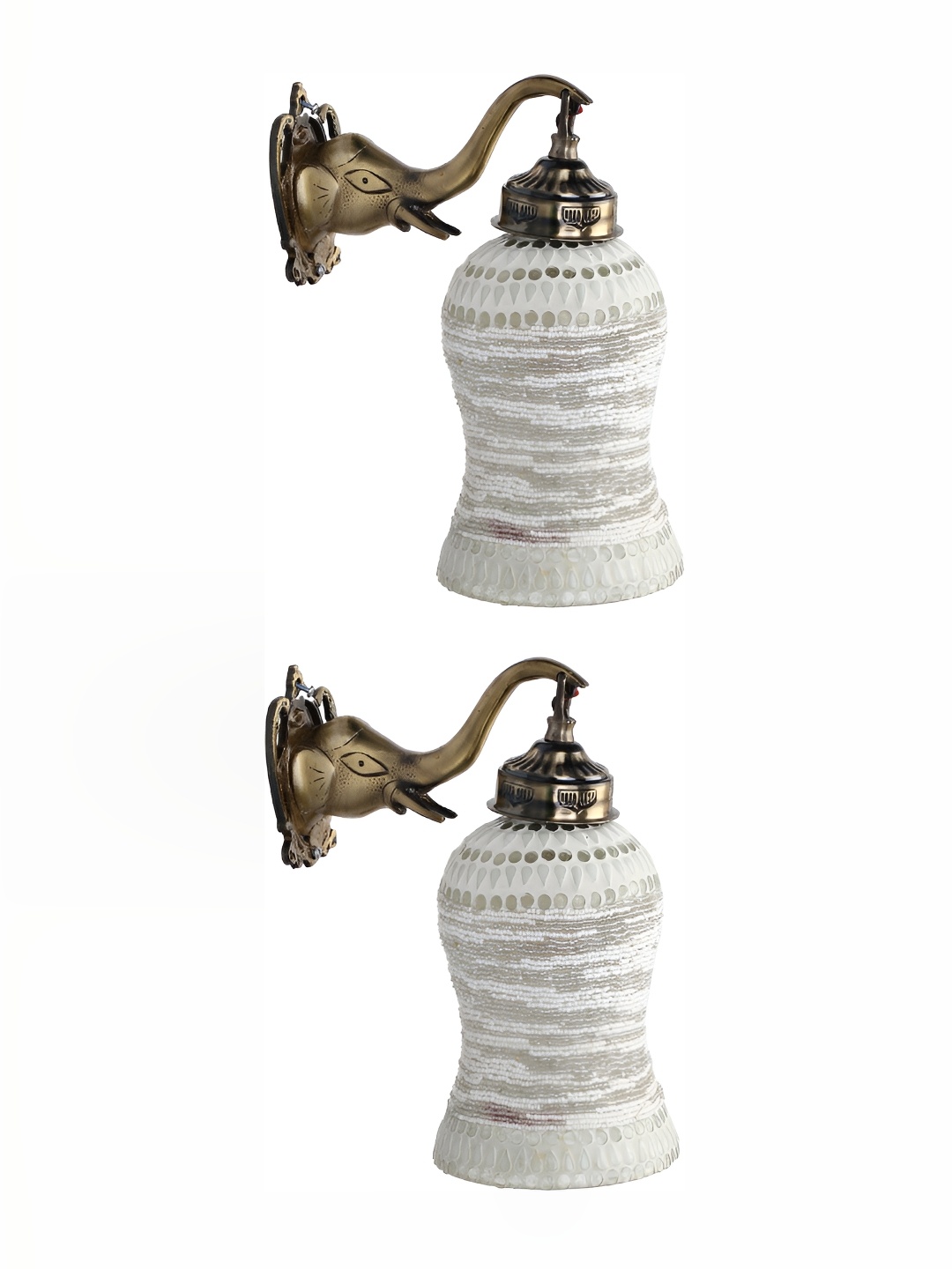 

Afast White & Grey Textured Bell Shaped Glass Wall Lamp