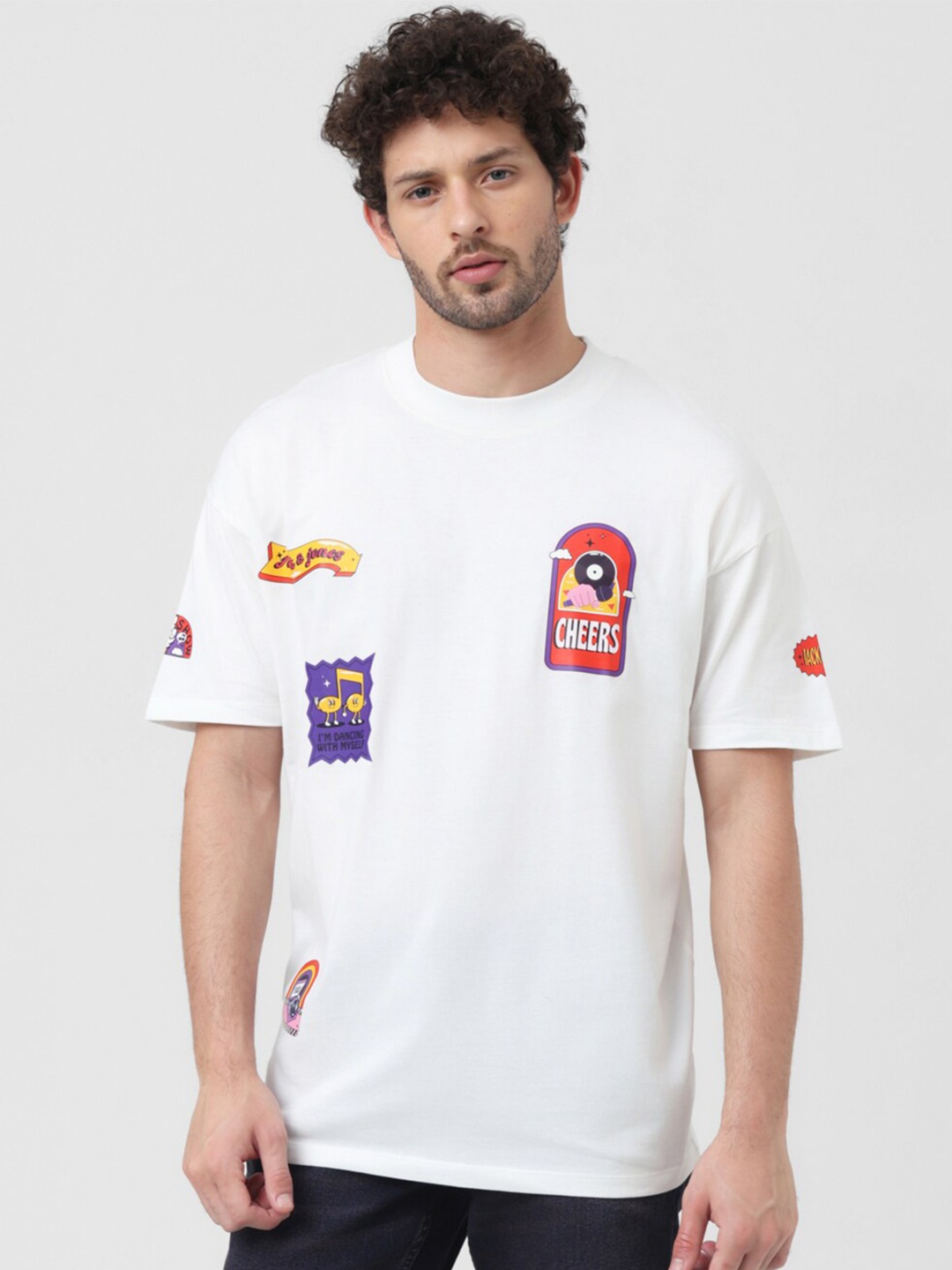 

Jack & Jones x Sunburn Graphic Printed Pure Cotton Slim Fit T-shirt, White