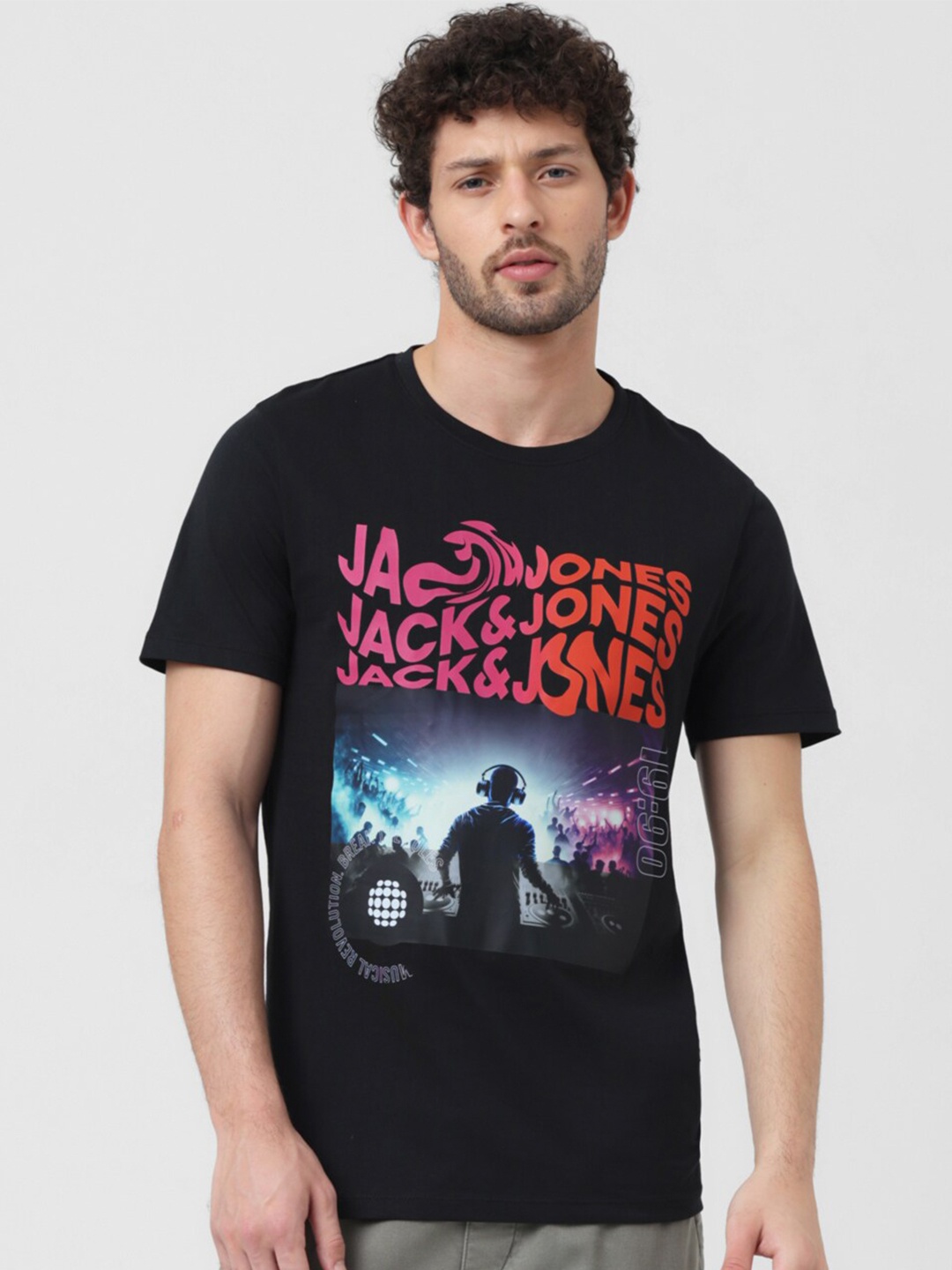 

Jack & Jones x Sunburn Graphic Printed Pure Cotton Slim Fit T-shirt, Black