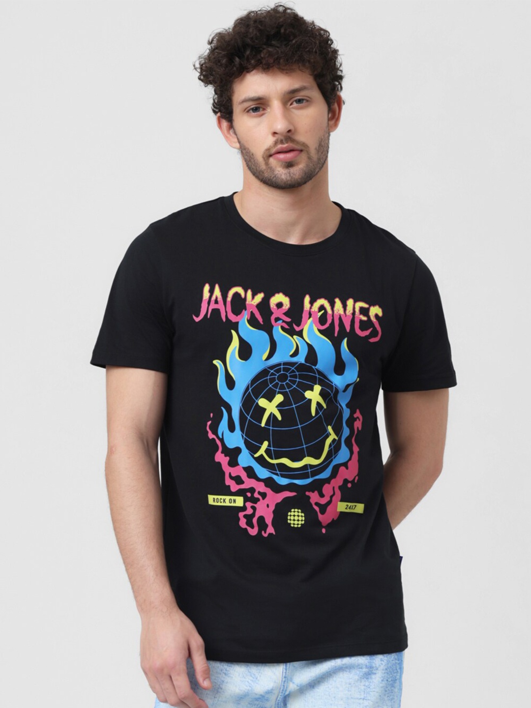 

Jack & Jones x Sunburn Graphic Printed Pure Cotton Slim Fit T-shirt, Black