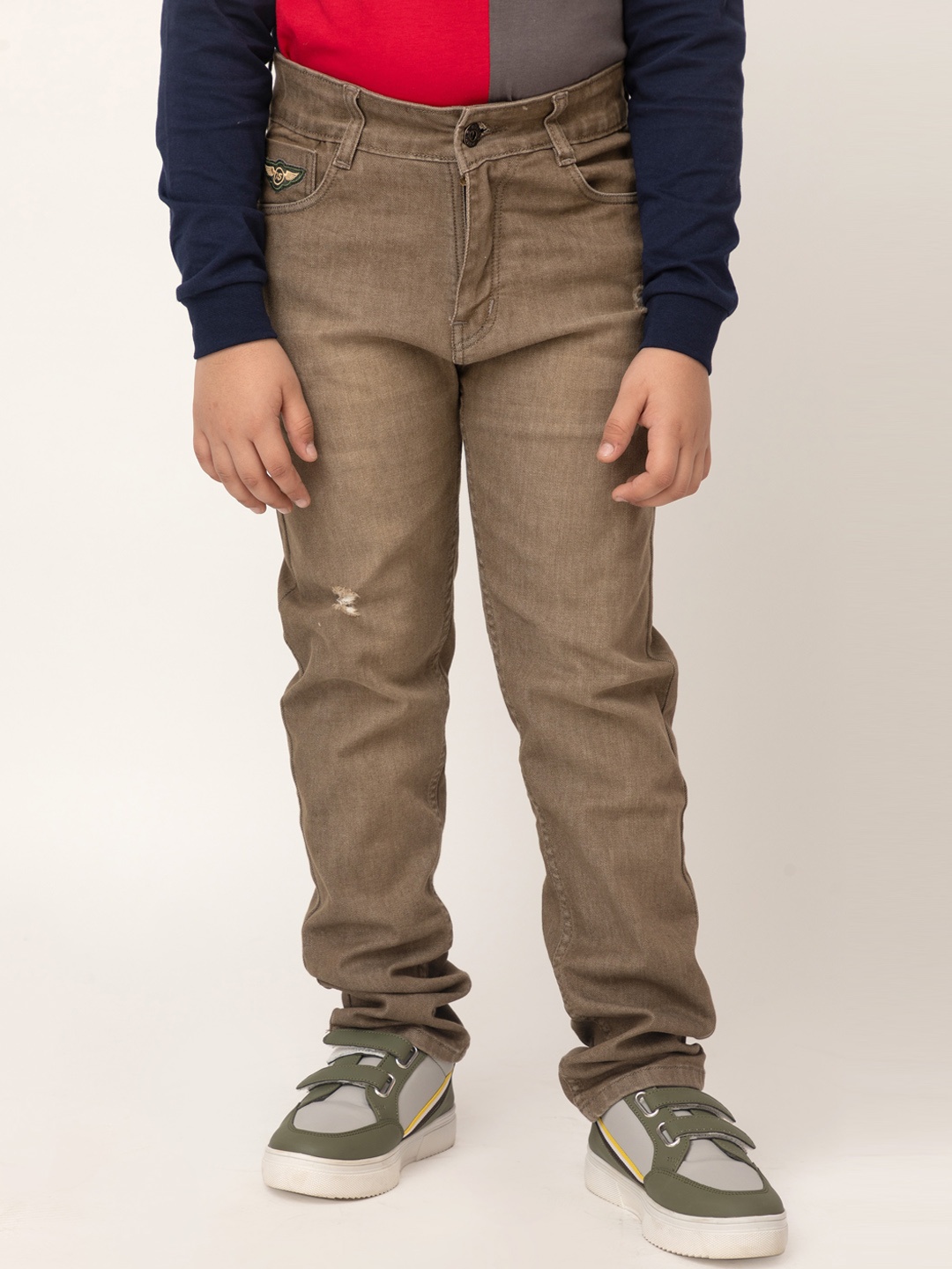 

Purple United Kids Boys Mildly Distressed Straight Fit Jeans, Brown
