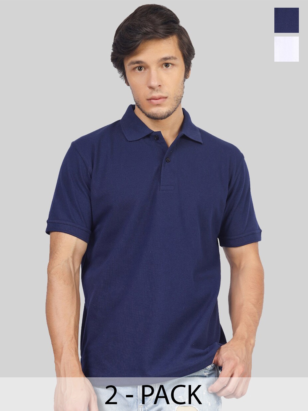 

Greylongg Pack of 2 Polo Collar T-shirt, Blue