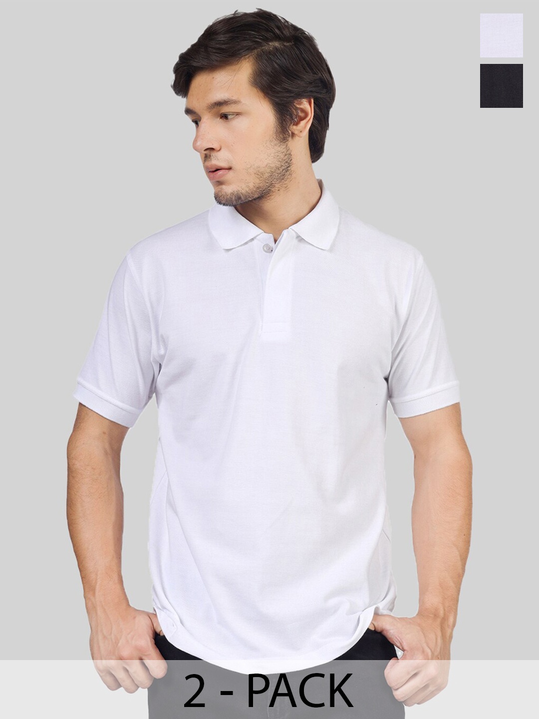

Greylongg Pack of 2 Polo Collar T-shirts, White