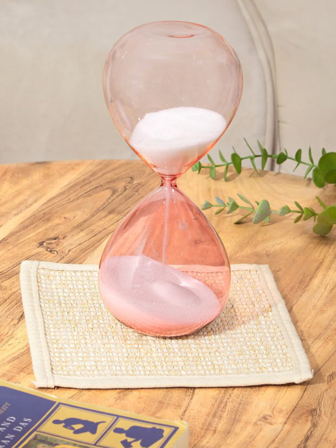 

Mason Home Pink Radiant Hourglass Glass Curio Showpiece