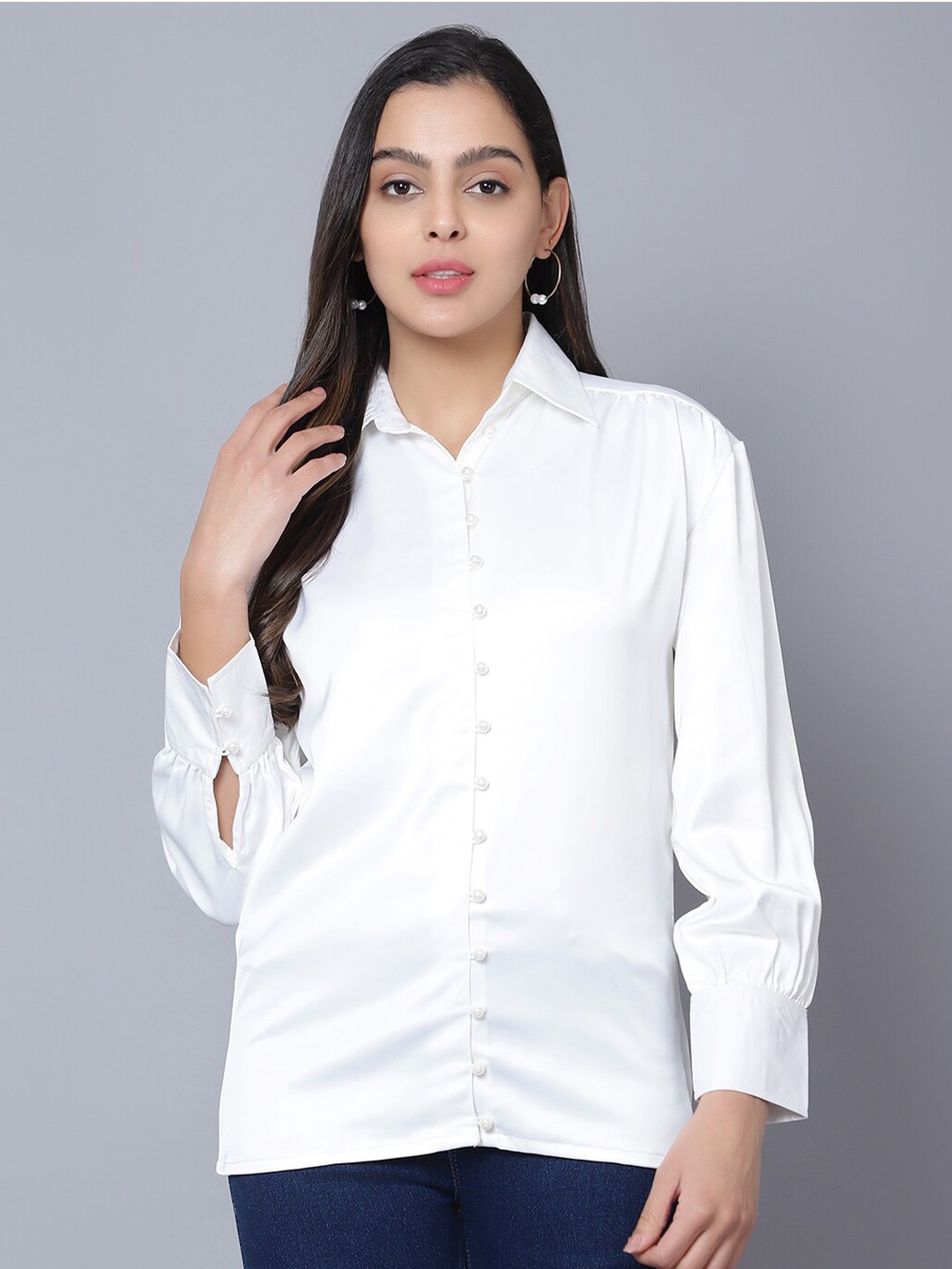 

DIAZ Comfort Spread Collar Casual Shirt, White