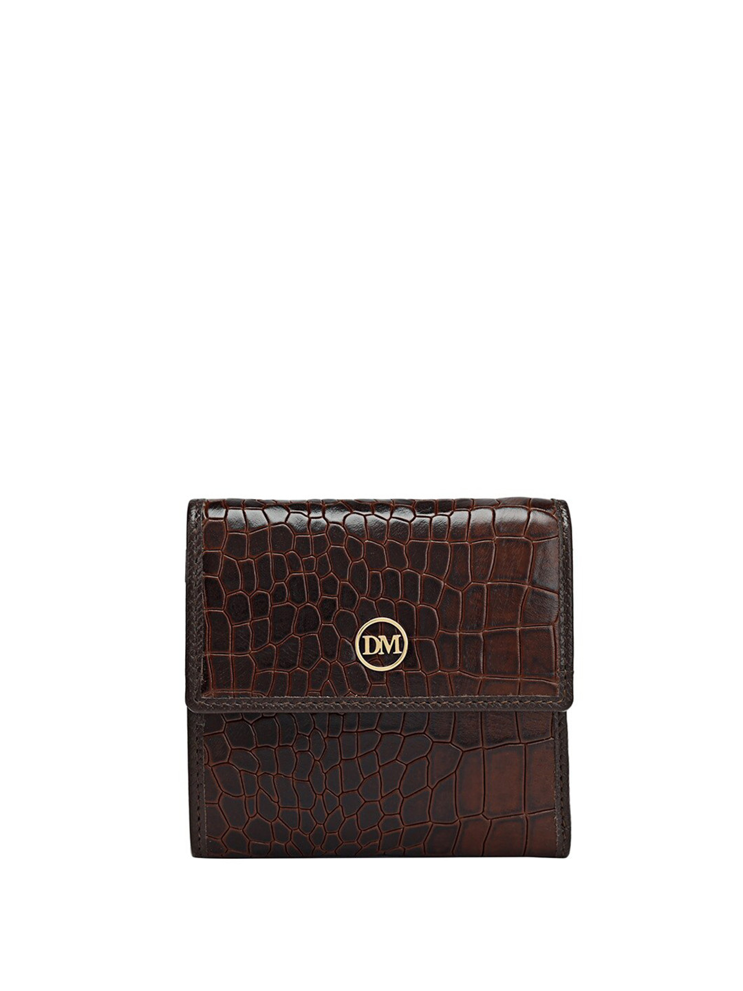 

Da Milano Women Textured Leather Two Fold Wallet, Brown