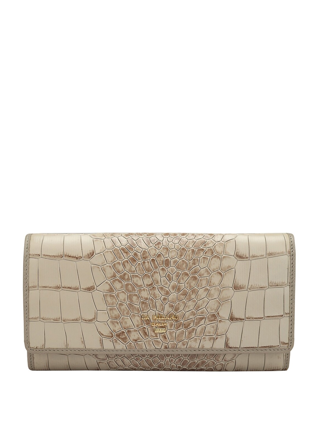 

Da Milano Women Textured Leather Two Fold Wallet, White
