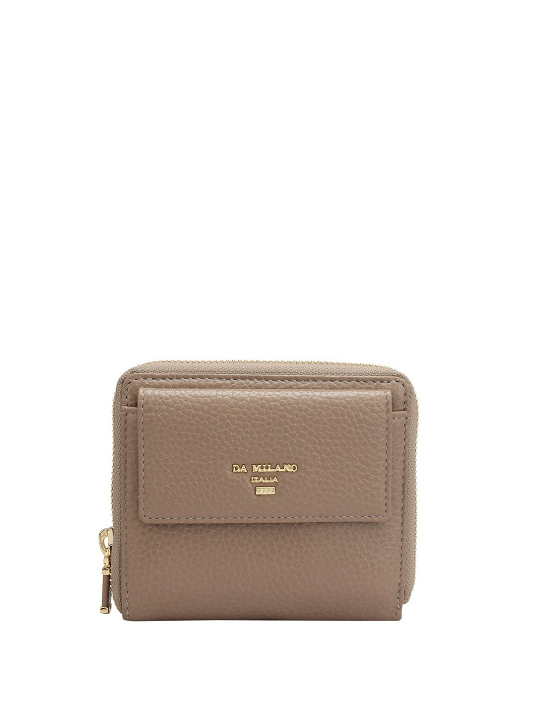 

Da Milano Women Textured Leather Zip Around Wallet, Grey
