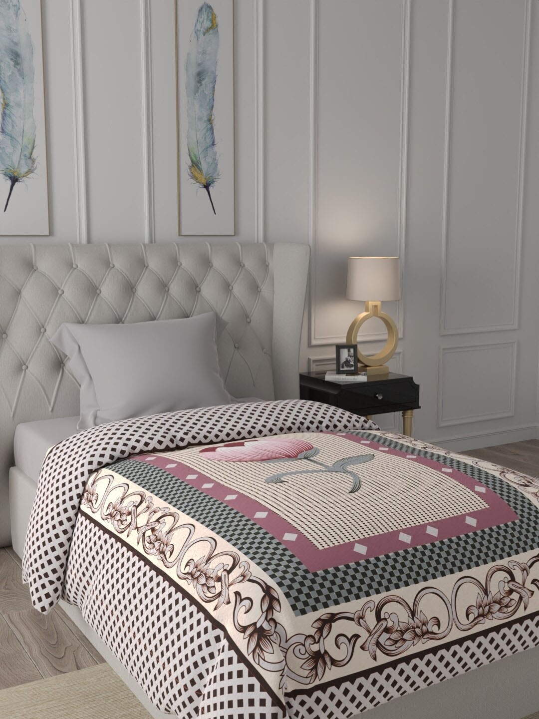 

Raymond Home Pink & Cream Floral Mild Winter 300 GSM Single Bed Blanket