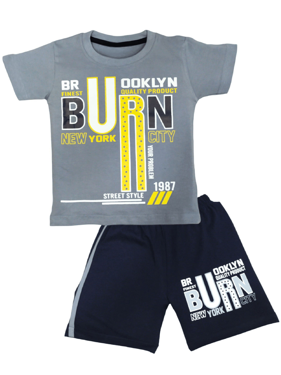 

BAESD Kids Printed Pure Cotton Clothing Set, Grey