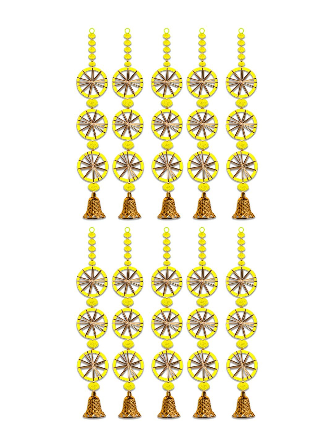 

iHandikart Yellow 10 Pieces Pom Pom & Jaal Chudi String Hanging