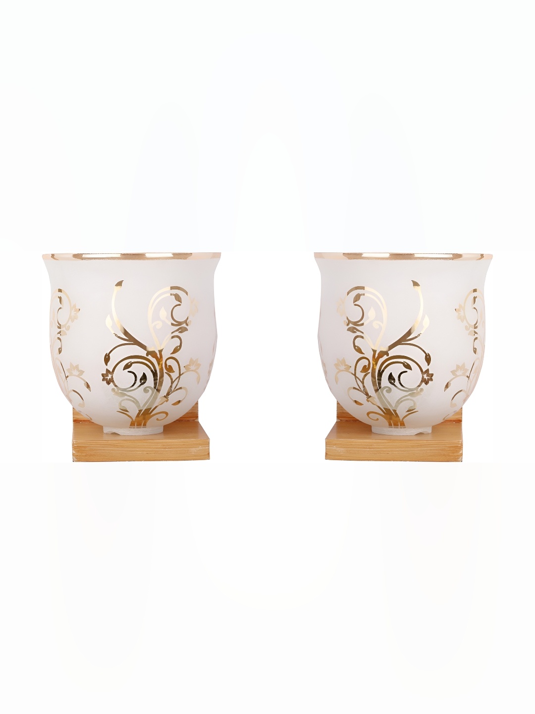 

Afast White & Gold Toned 2 Pieces Printed Bell Shaped Glass Wall Lamp