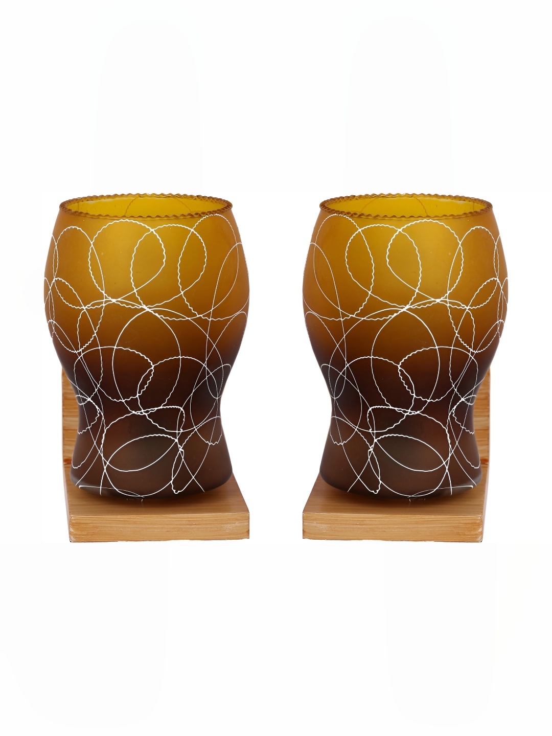 

Afast Brown & Yellow 2 Pieces Printed Abstract Shaped Glass Wall Lamp