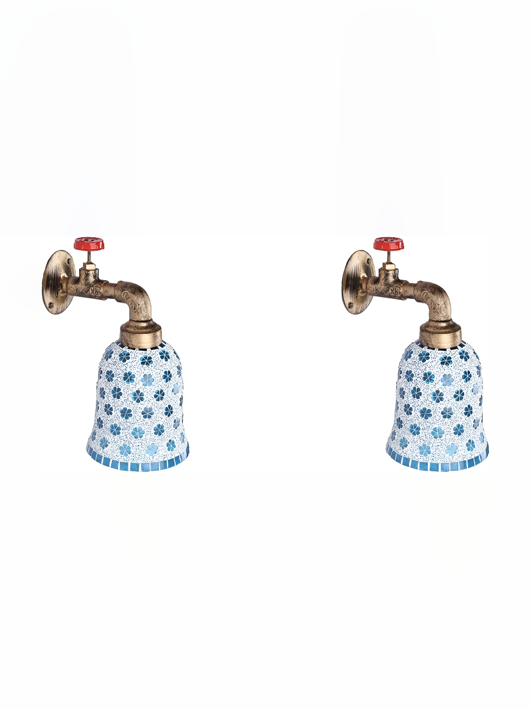 

Afast Blue & White 2 Pieces Textured Contemporary Glass Wall Lamps
