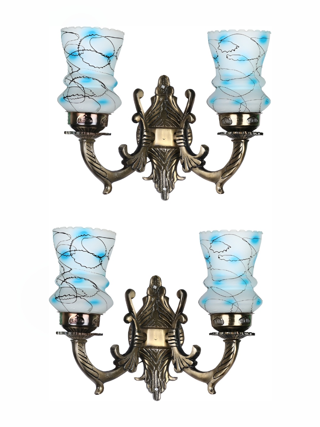 

Afast White & Blue Bell Shaped Glass Wall Lamp