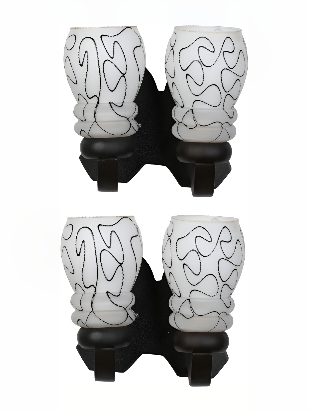 

Afast White & Black 2 Pieces Printed Abstract Shaped Glass Wall Lamp