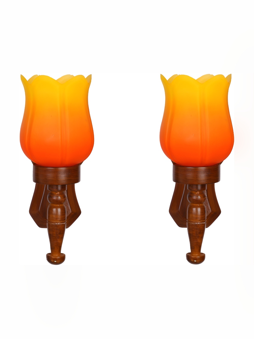 

Afast Brown & Orange 2 Pieces Textured Contemporary Glass Wall Lamps