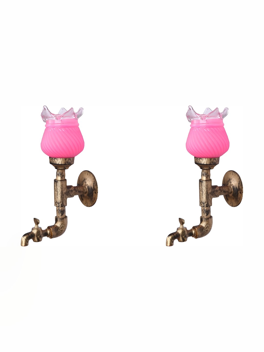 

Afast Pink & Brown 2 Pieces Textured Abstract Shaped Glass Wall Lamps