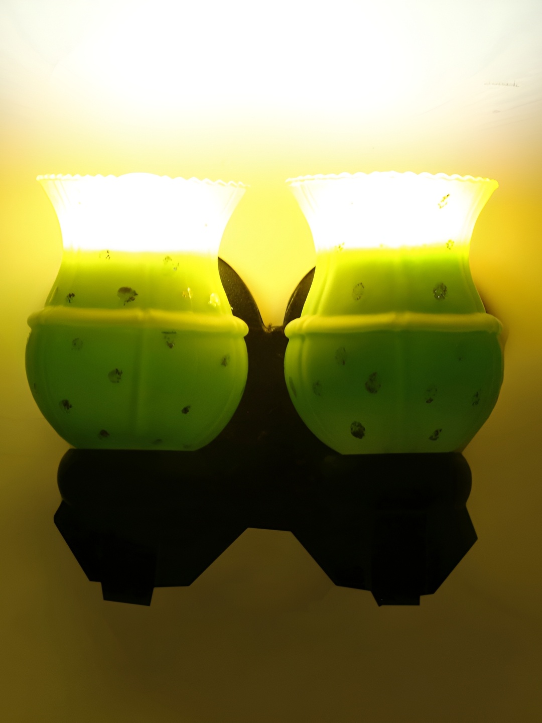 

Afast Green & Orange 2 Pieces Textured Glass Wall Lamps