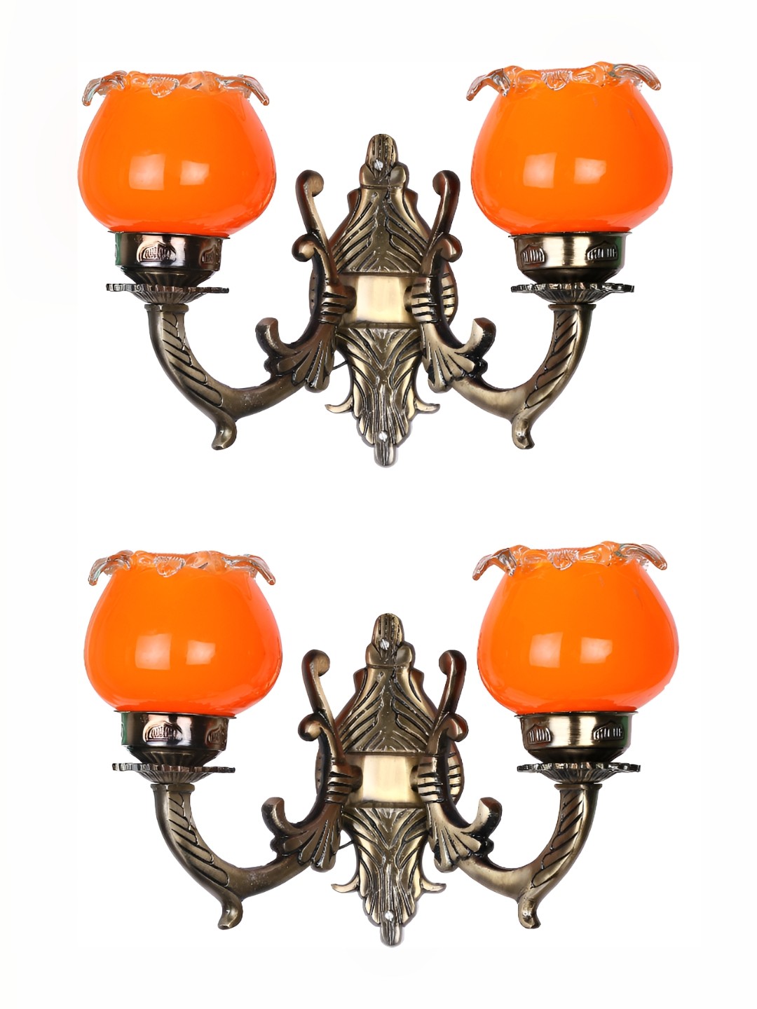 

Afast Orange And Copper Toned 2 Pieces Textured Contemporary Glass Wall Lamps