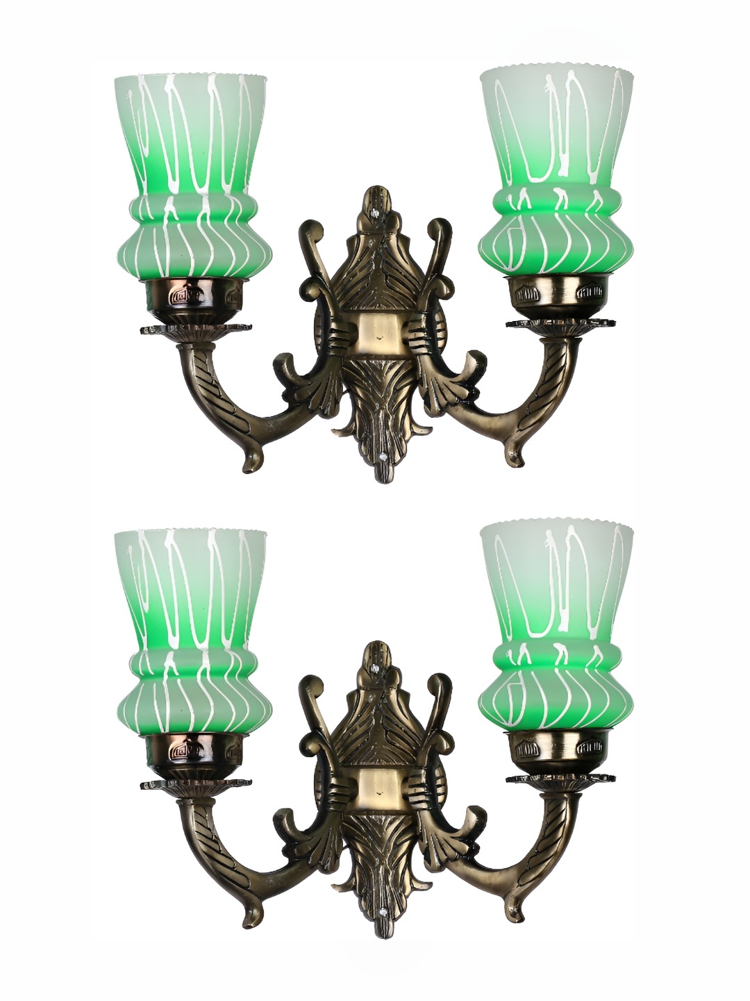 

Afast white & Green 2 Pieces Printed Contemporary Glass Wall Lamps