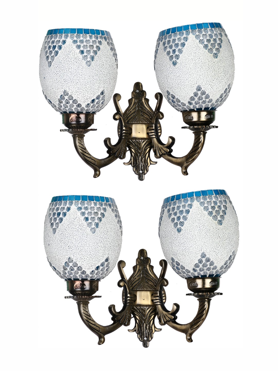 

Afast Blue & White 2 Pieces Textured Contemporary Glass Wall Lamps