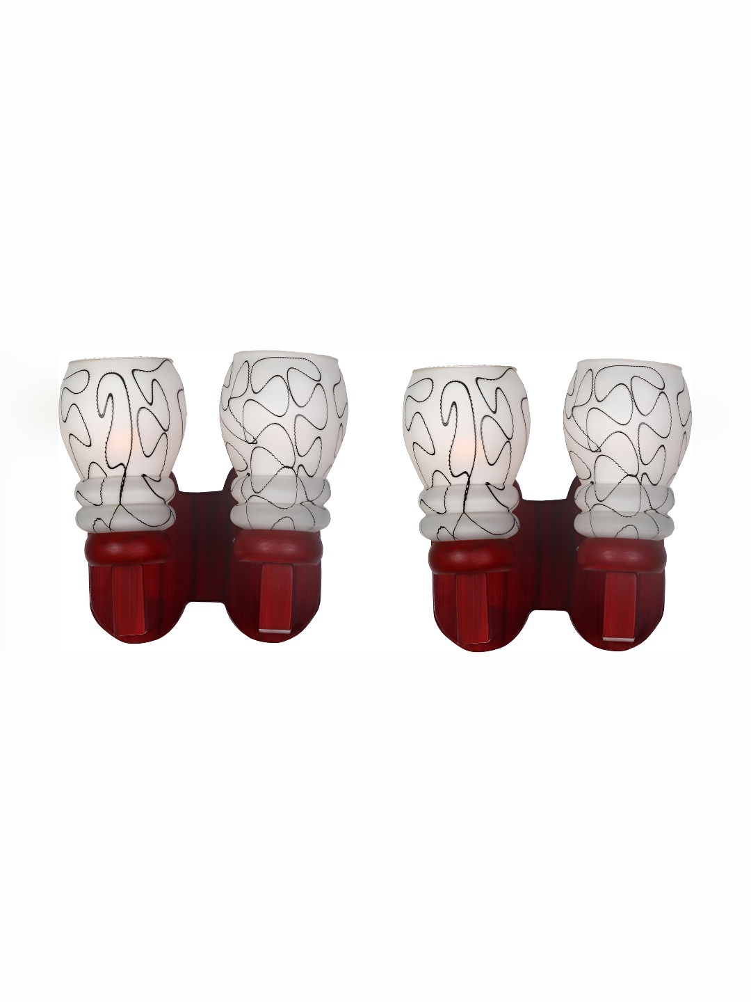 

Afast Brown & White 2 Pieces Printed Contemporary Glass Wall Lamps