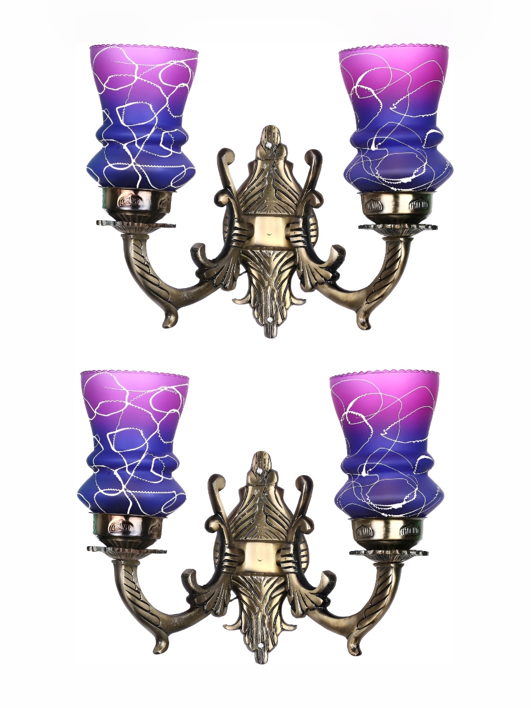 

Afast Purple & Blue 2 Pieces Printed Abstract Shaped Glass Wall Lamp