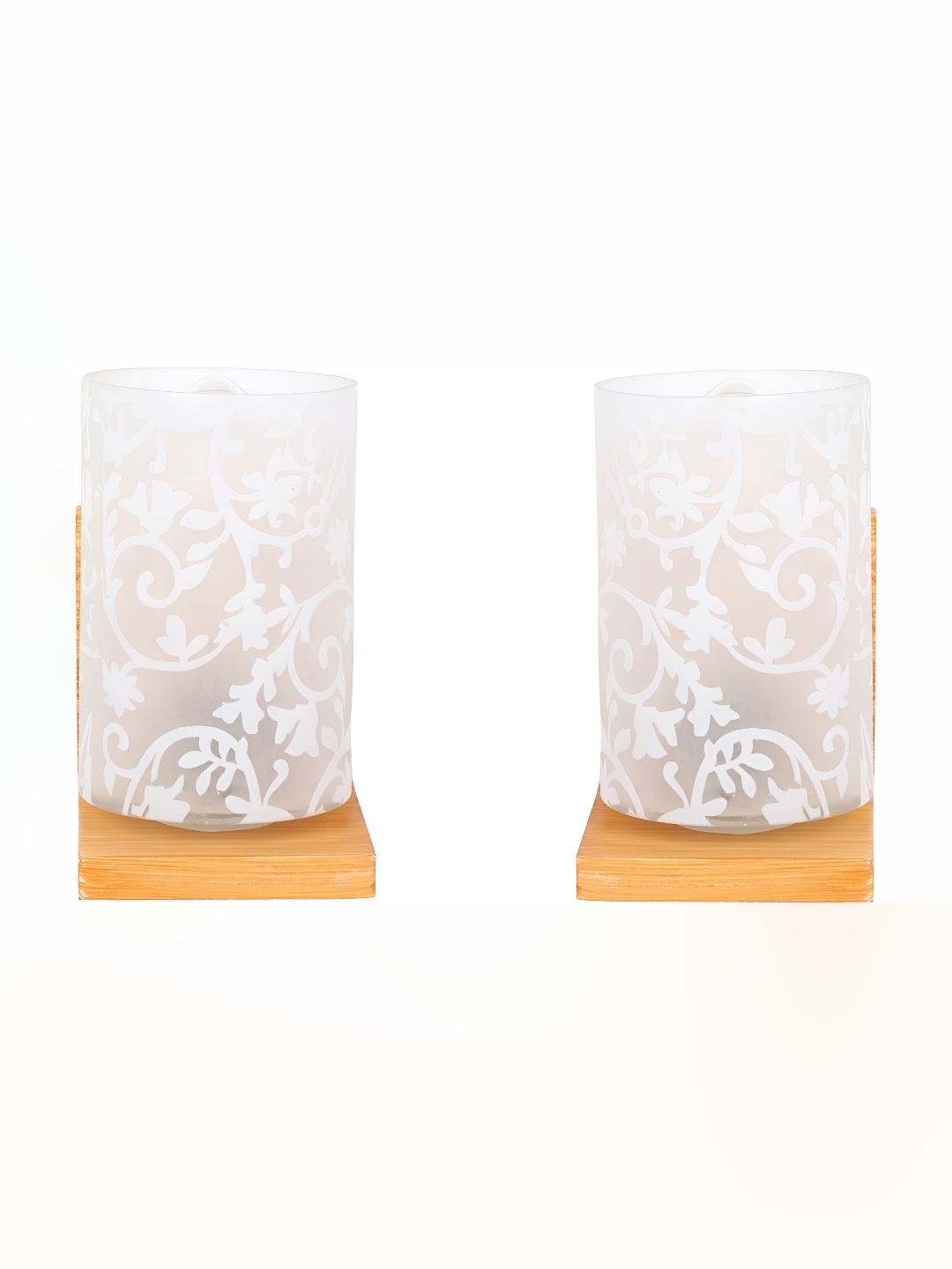 

Afast Brown & White 2 Pieces Printed Cylindrical Shaped Glass Wall Lamp