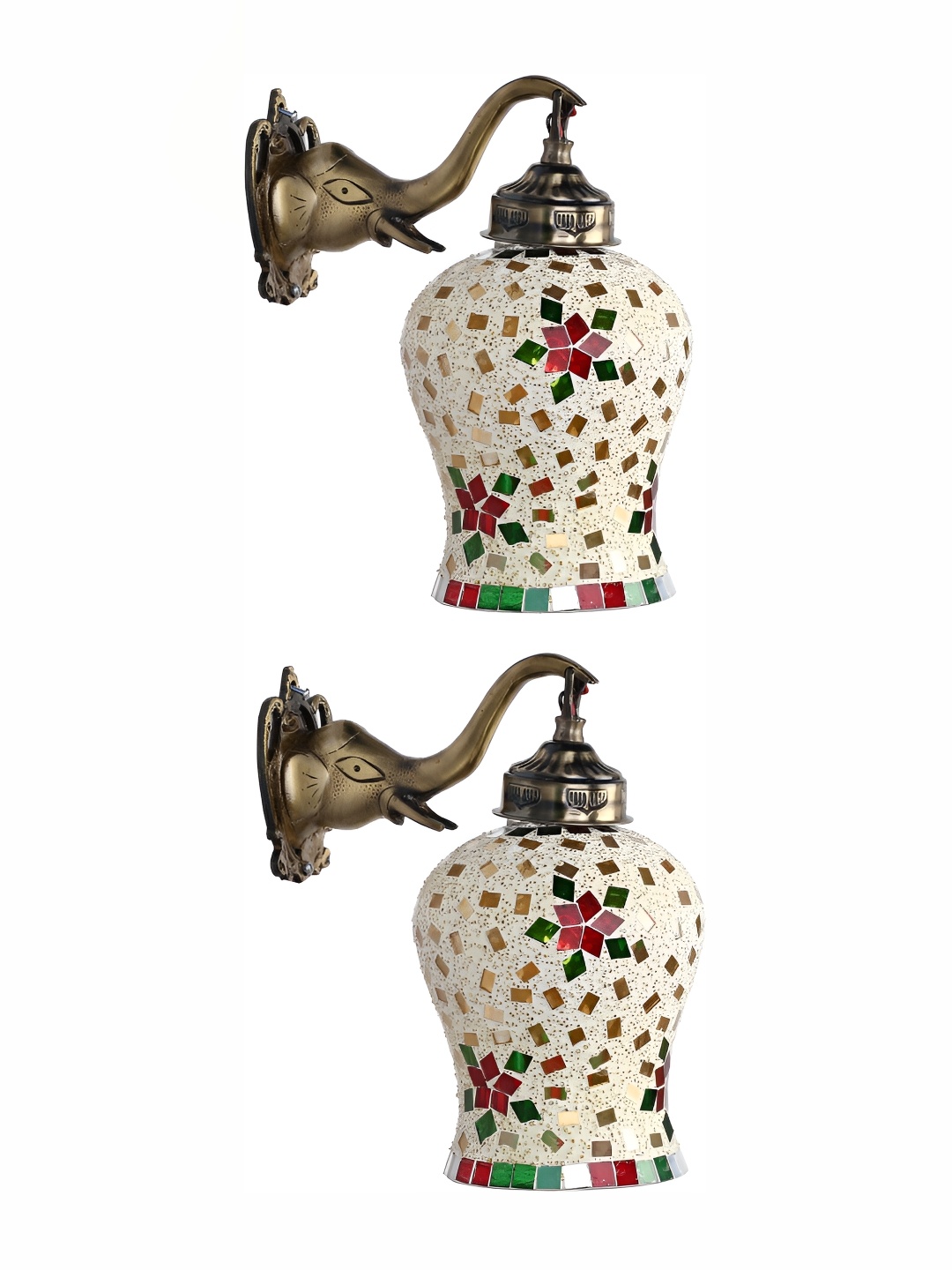 

Afast White 2 Pcs Glass Wall Lamps, Beige