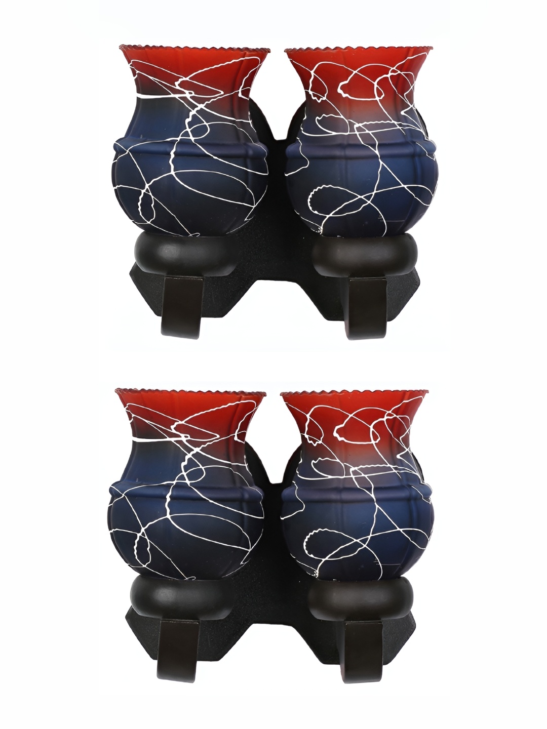 

Afast Navy Blue & Red 2 Pieces Printed Abstract Shaped Glass Wall Lamp
