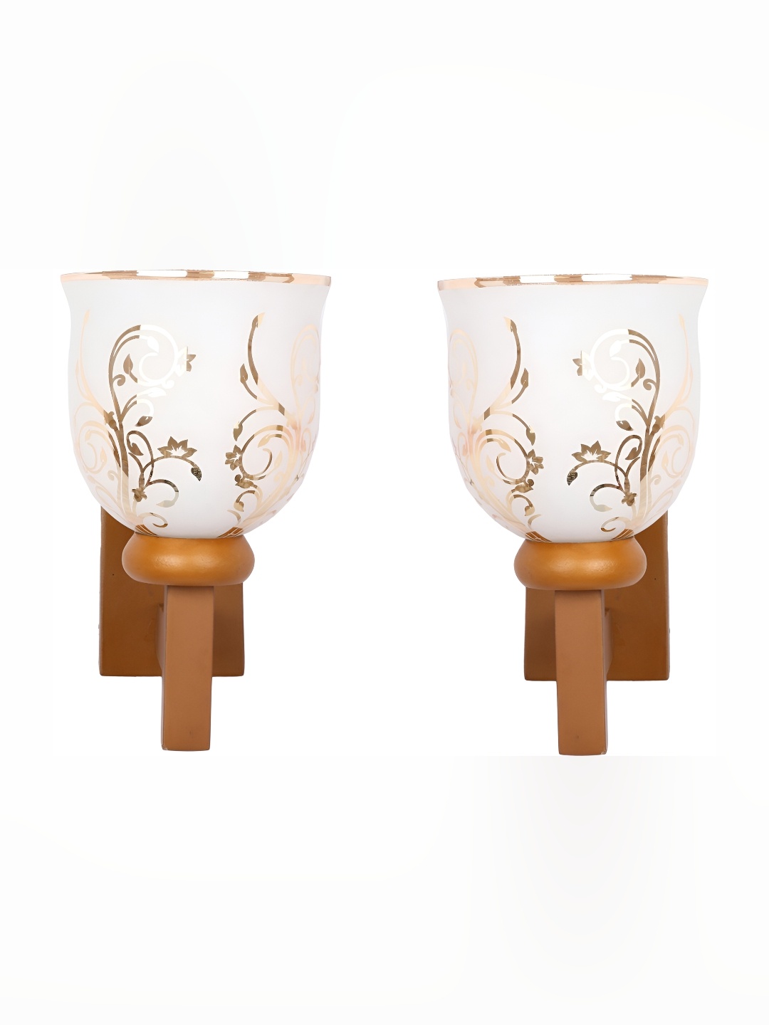 

Afast Brown & White 2 Pieces Printed Contemporary Glass Wall Lamps