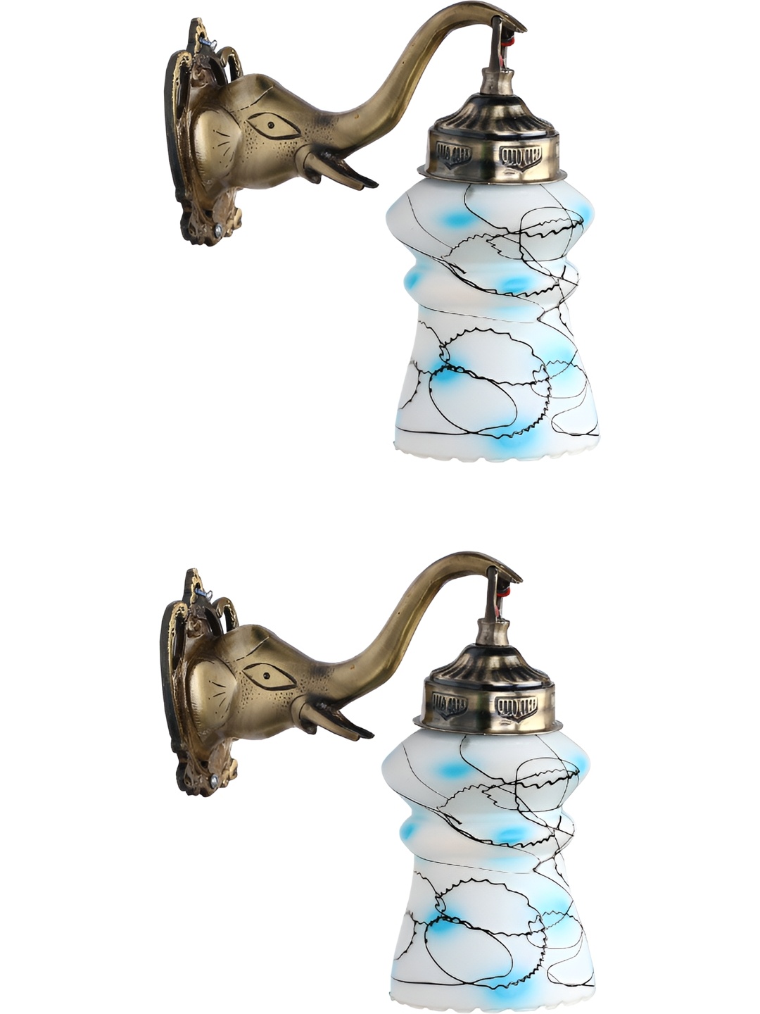 

Afast White & Blue 2 Pieces Abstract Shaped Glass Wall Lamp