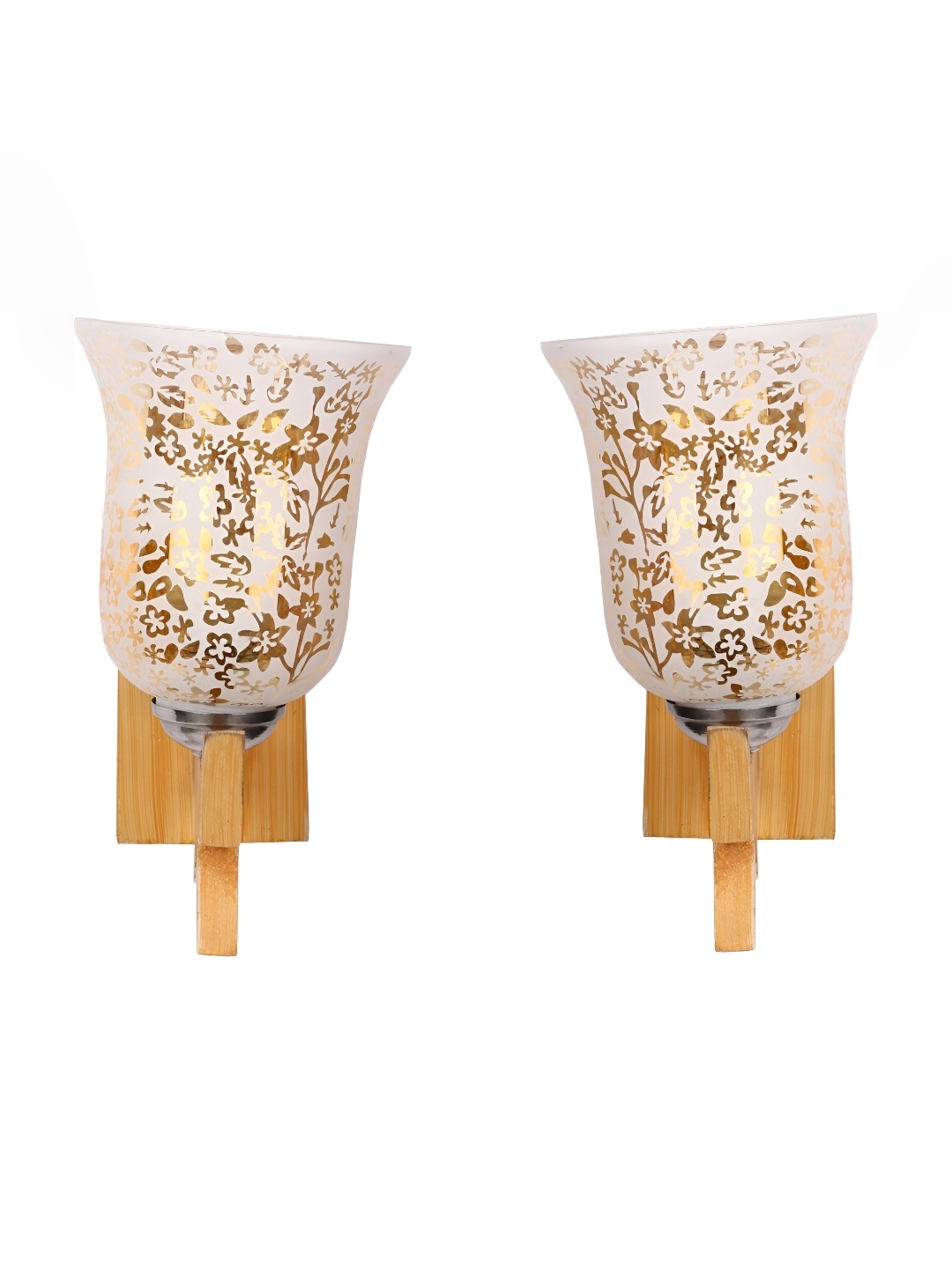 

Afast Brown And White 2 Pieces Printed Contemporary Glass Wall Lamps