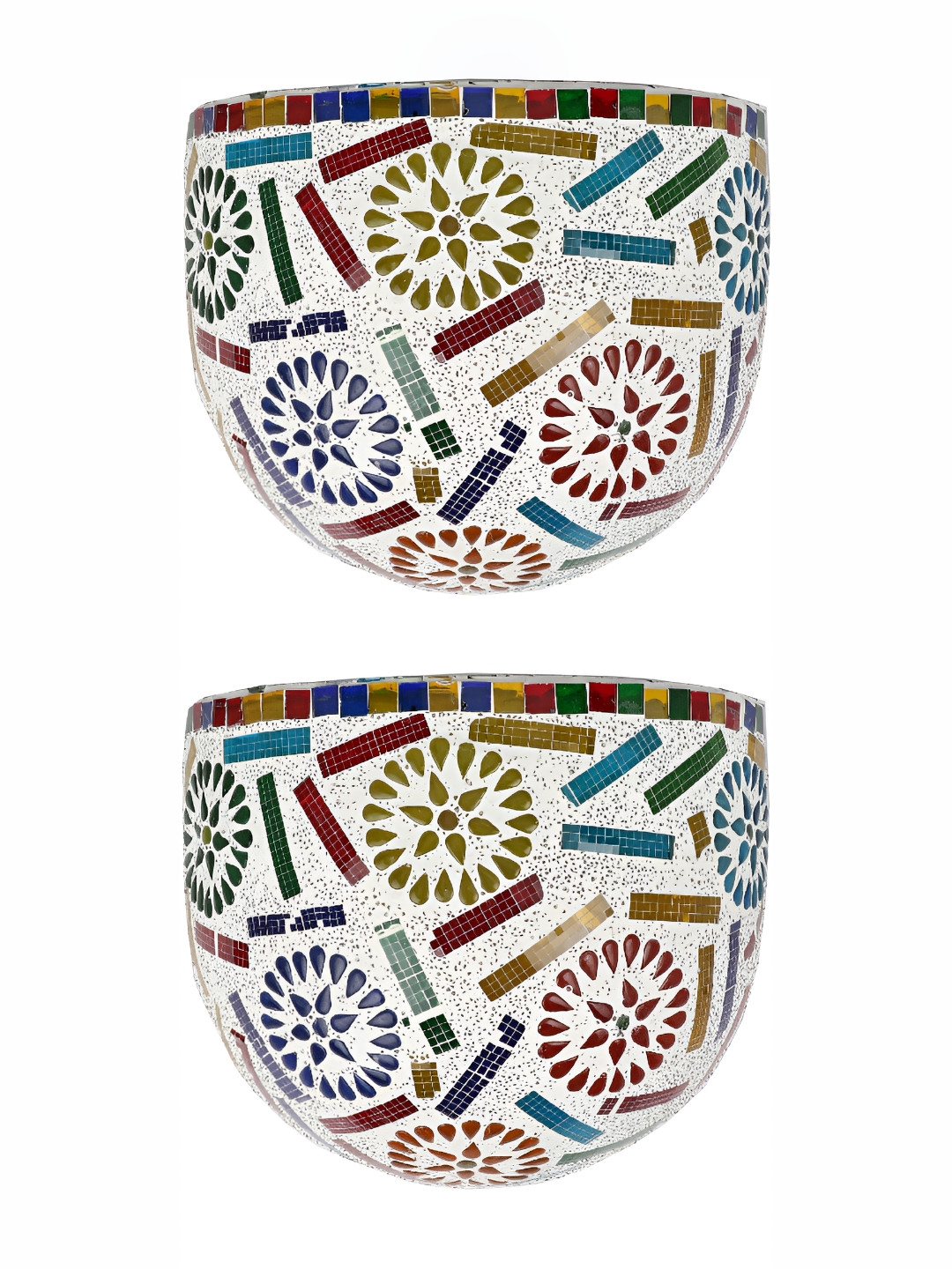 

Afast White & Blue 2 Pieces Printed Semi-spherical Shaped Glass Wall Lamp