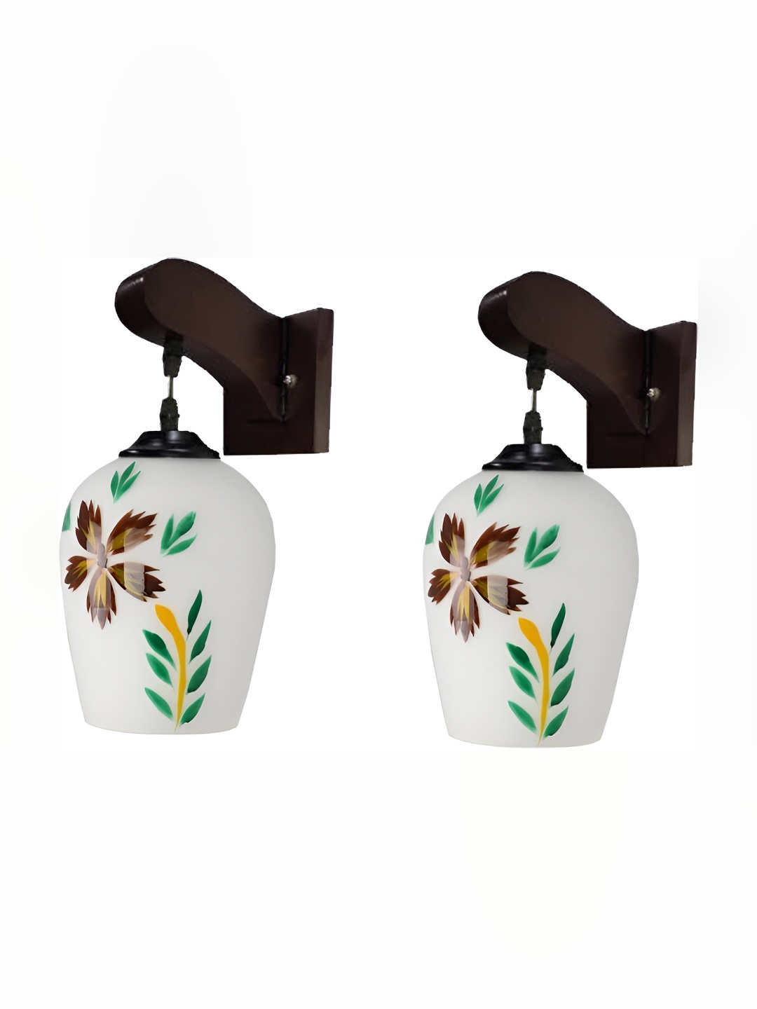 

Afast White & Brown 2 Pieces Textured Glass Wall Lamp