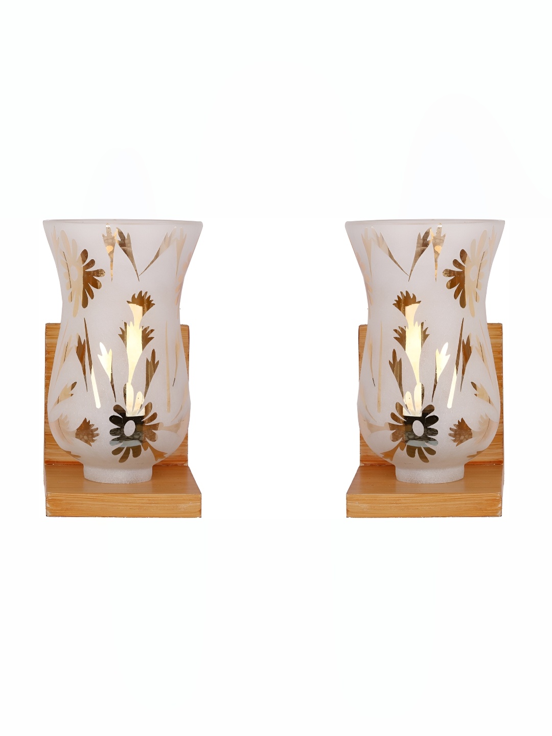 

Afast White & Brown 2 Pieces Printed Abstract Shaped Glass Wall Lamps