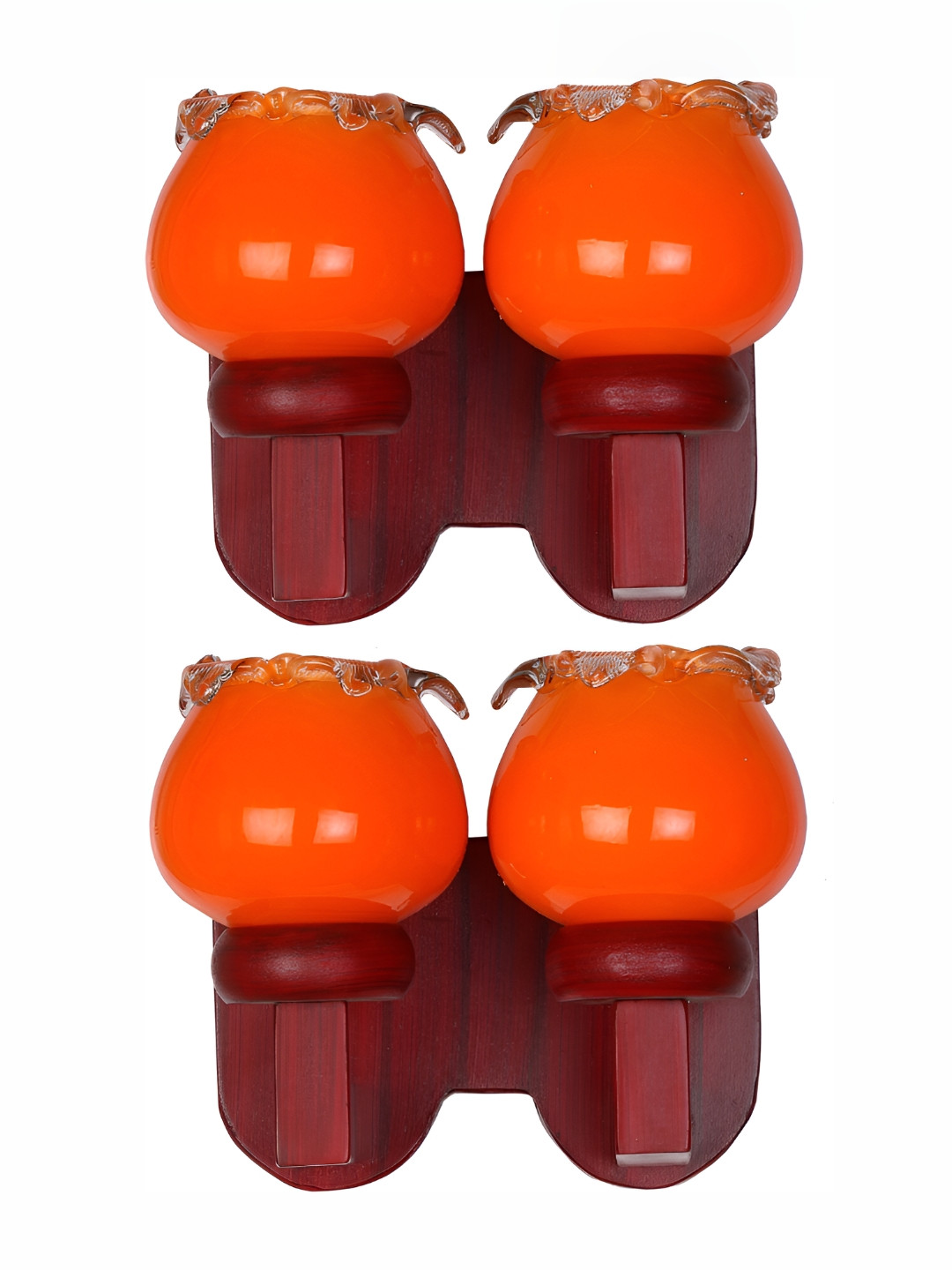 

Afast Orange & Brown 2 Pieces Printed Abstract Shaped Glass Wall Lamp