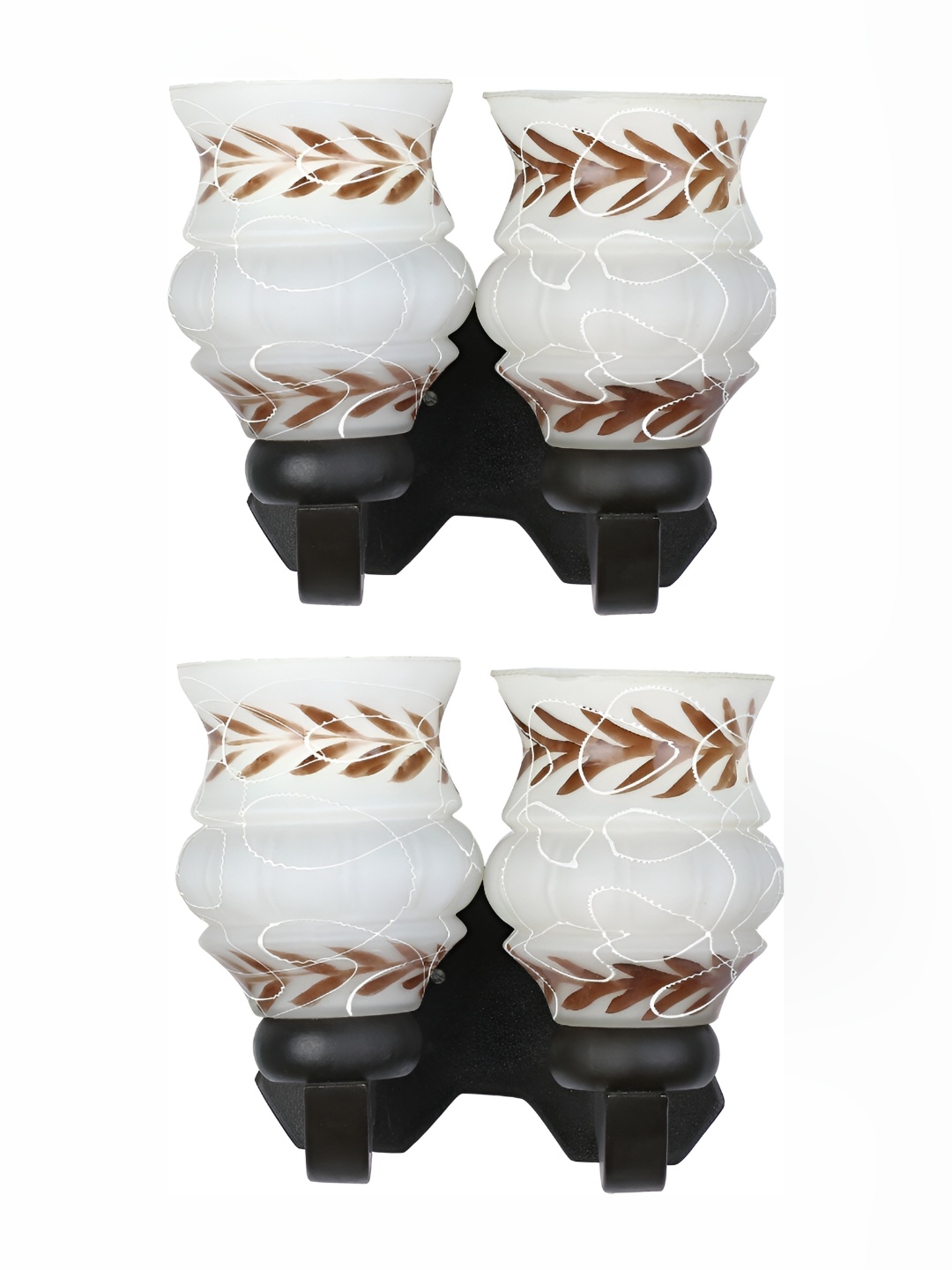 

Afast White & Brown 2 Pieces Printed Abstract Shaped Glass Wall Lamp