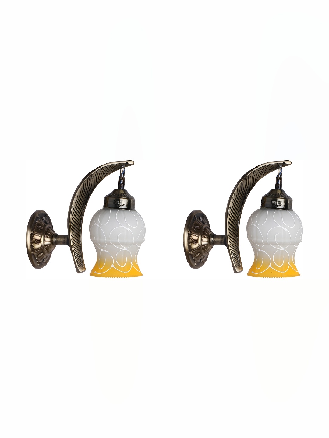 

Afast White & Yellow 2 Pcs Glass Wall Lamps, Grey